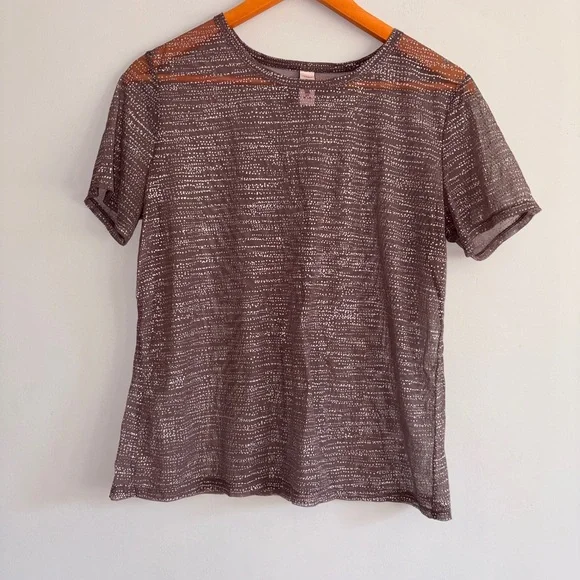 Victoria’s Secret Mesh Mauve Brown Silver Women's Short Sleeve Top Large - Picture 5 of 5